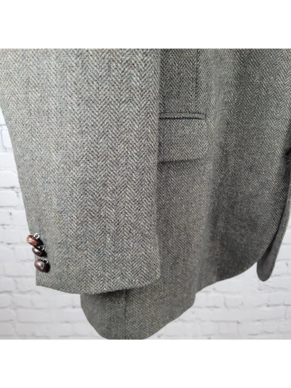 Deansgate Lambs Wool Herringbone Tweed 2 Brown Button Vented Suit Coat Size 46XL